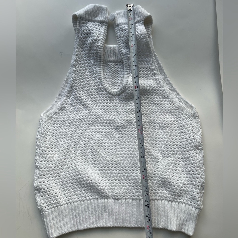 DH New York White Chunky Knit Halter Crop Top - Picture 5 of 6